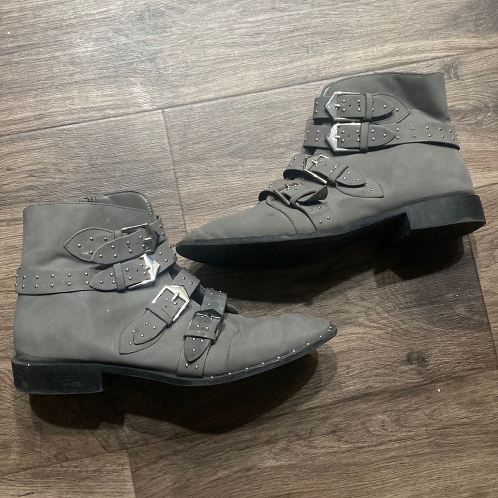 Studded grey ankle boots